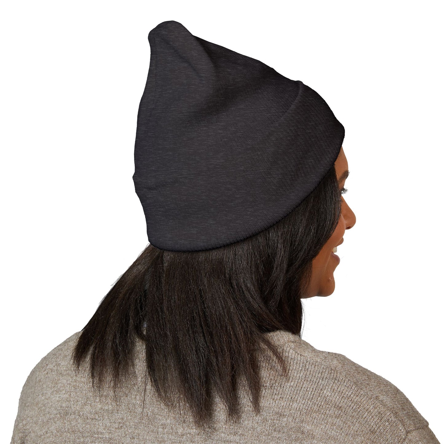 Embroidered Cuffed Beanie — Butterfly (black)