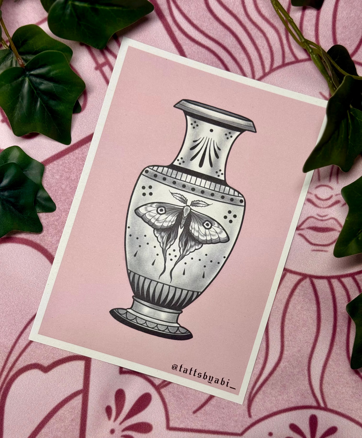 Vase with pink background- Print