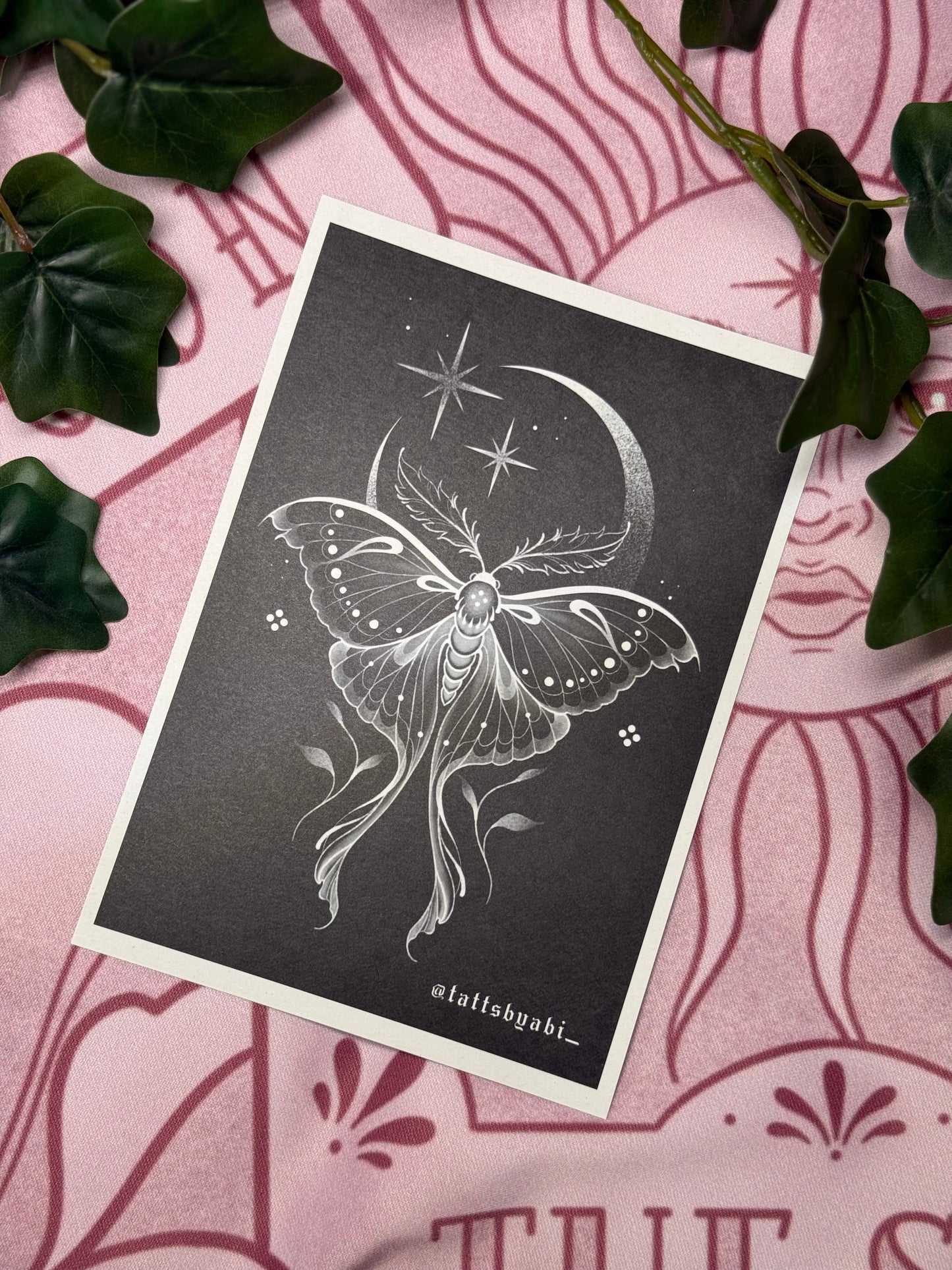Black Moth and Moon - Print