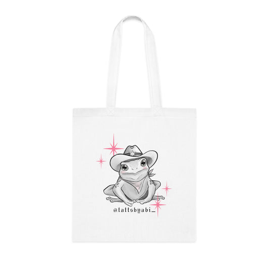 Cowboy Frog Tote Bag | Eco-Friendly Shopping Bag, Art Tote, Gift for Her, Book Bag, Holy Heart Design