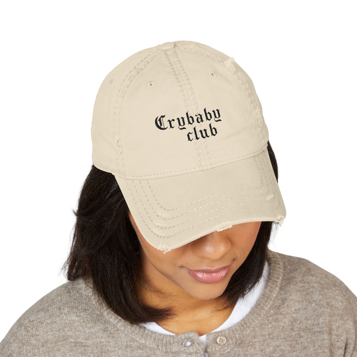 Crybaby Club Embroidered Distressed Dad Hat