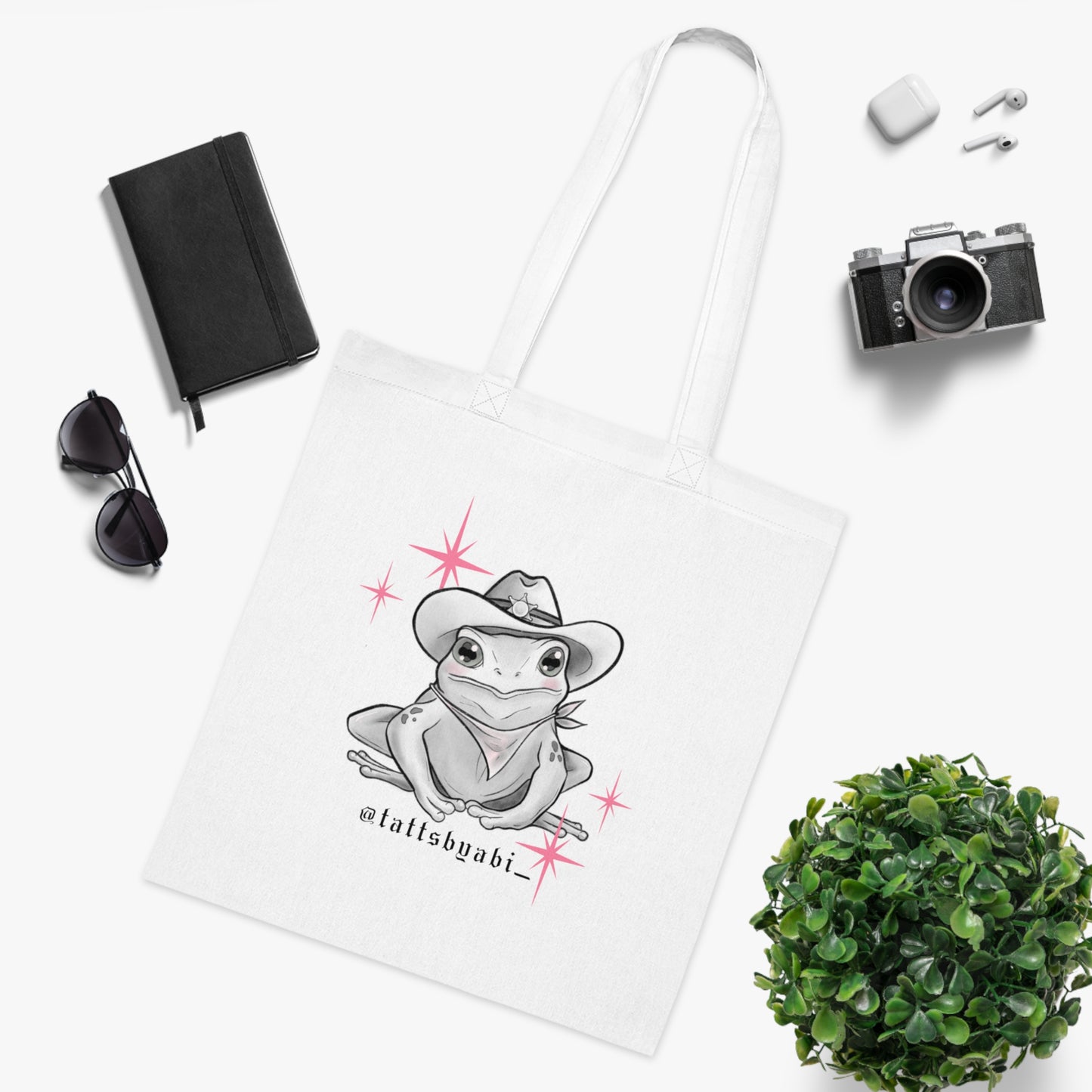 Cowboy Frog Tote Bag | Eco-Friendly Shopping Bag, Art Tote, Gift for Her, Book Bag, Holy Heart Design