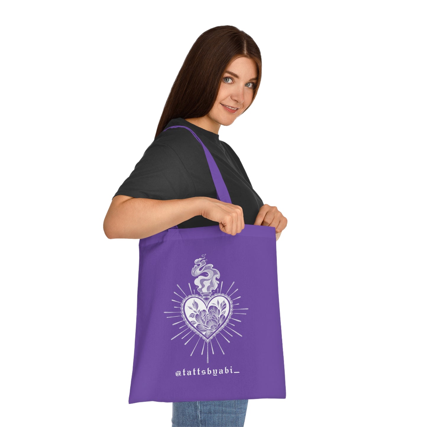 Colour Sacred Heart Cotton Tote Bag | Eco-Friendly Shopping Bag, Art Tote, Gift for Her, Book Bag, Holy Heart Design
