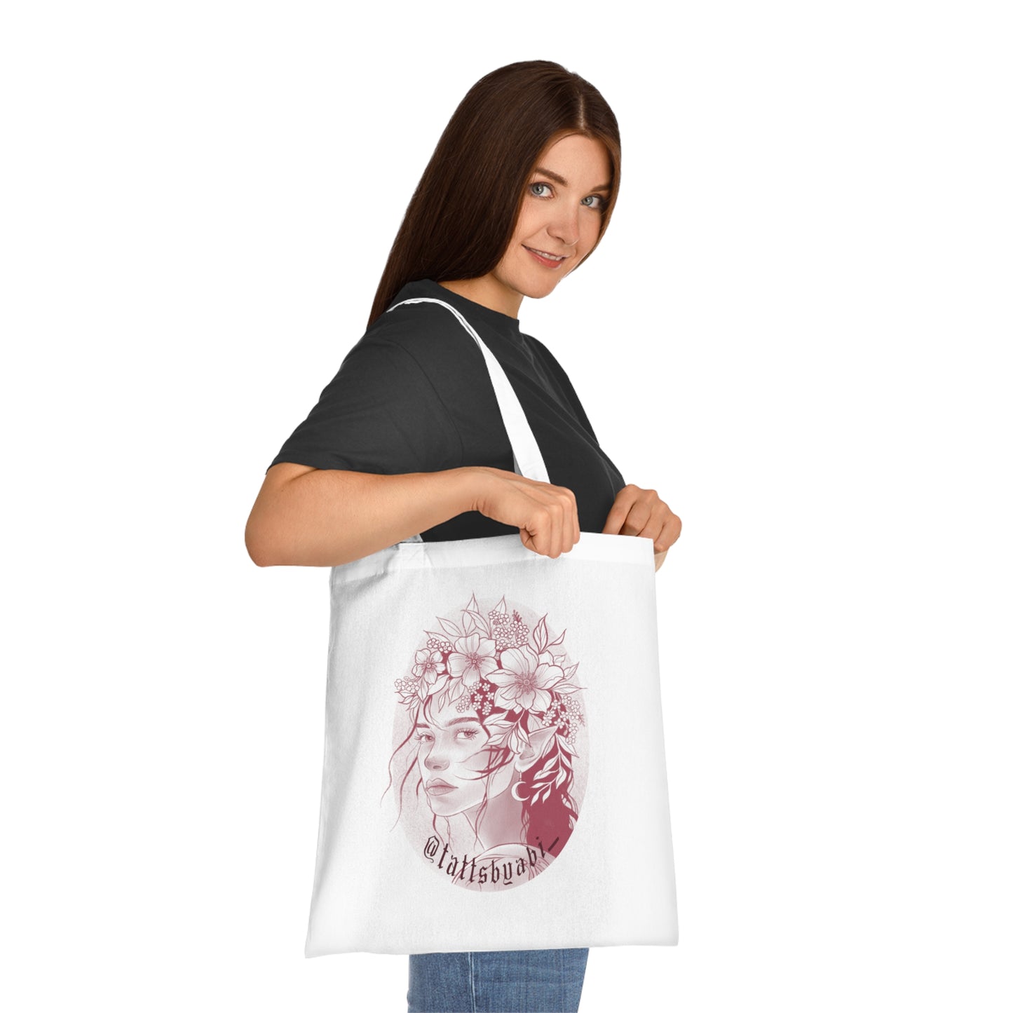 Elf Girl Tote Bag | Eco-Friendly Shopping Bag, Art Tote, Gift for Her, Book Bag, Holy Heart Design