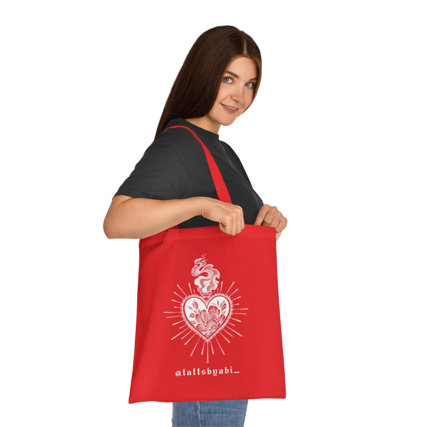 Colour Sacred Heart Cotton Tote Bag | Eco-Friendly Shopping Bag, Art Tote, Gift for Her, Book Bag, Holy Heart Design