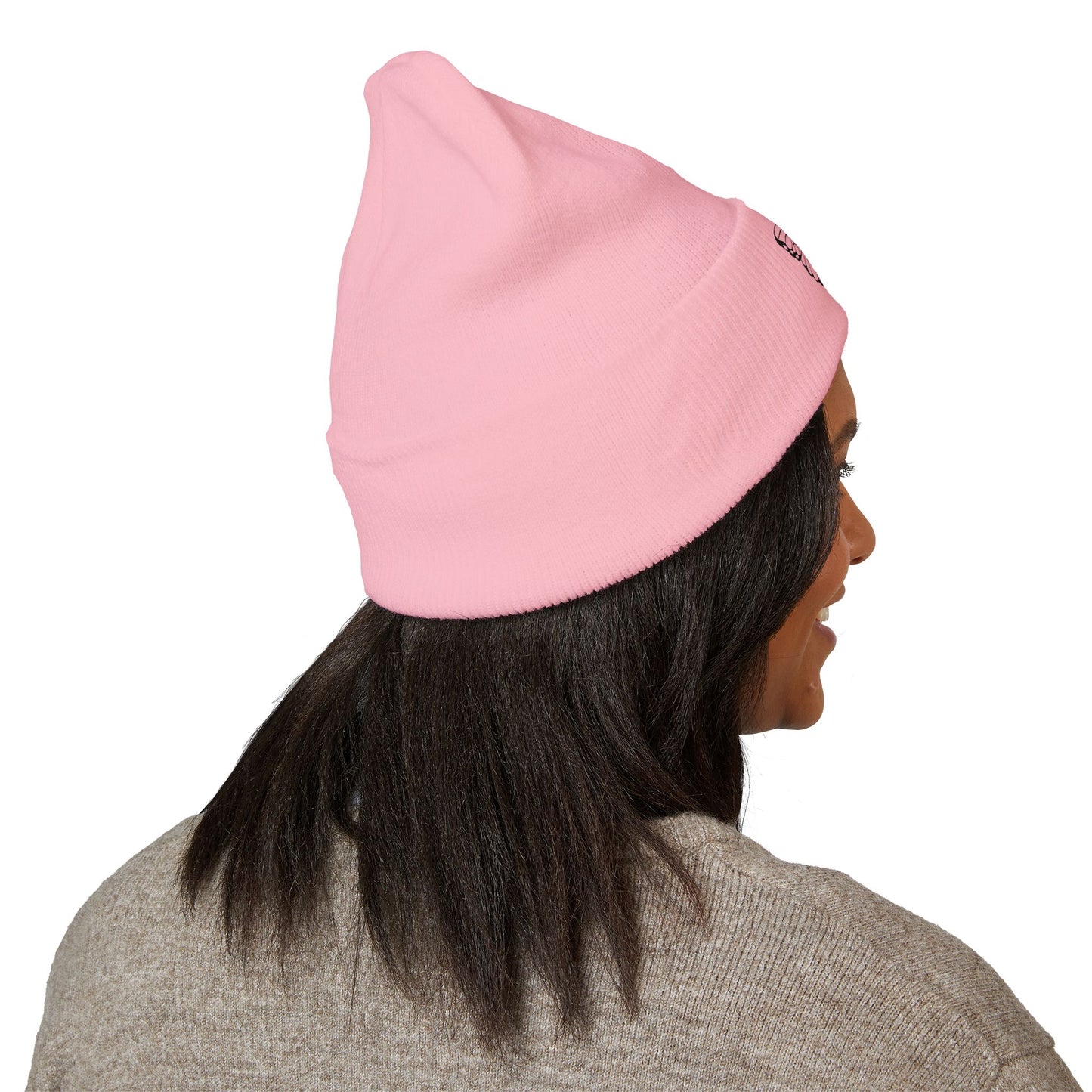 Embroidered Cuffed Beanie — Butterfly (black)
