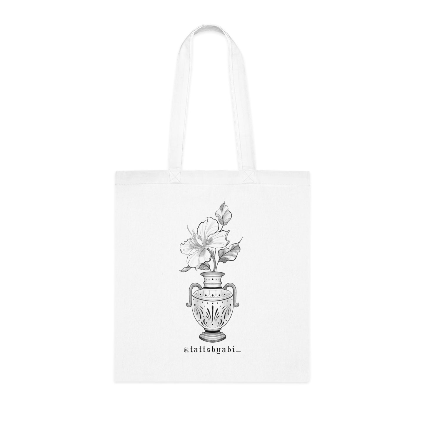 Hibiscus Vase Tote Bag | Eco-Friendly Shopping Bag, Art Tote, Gift for Her, Book Bag, Holy Heart Design