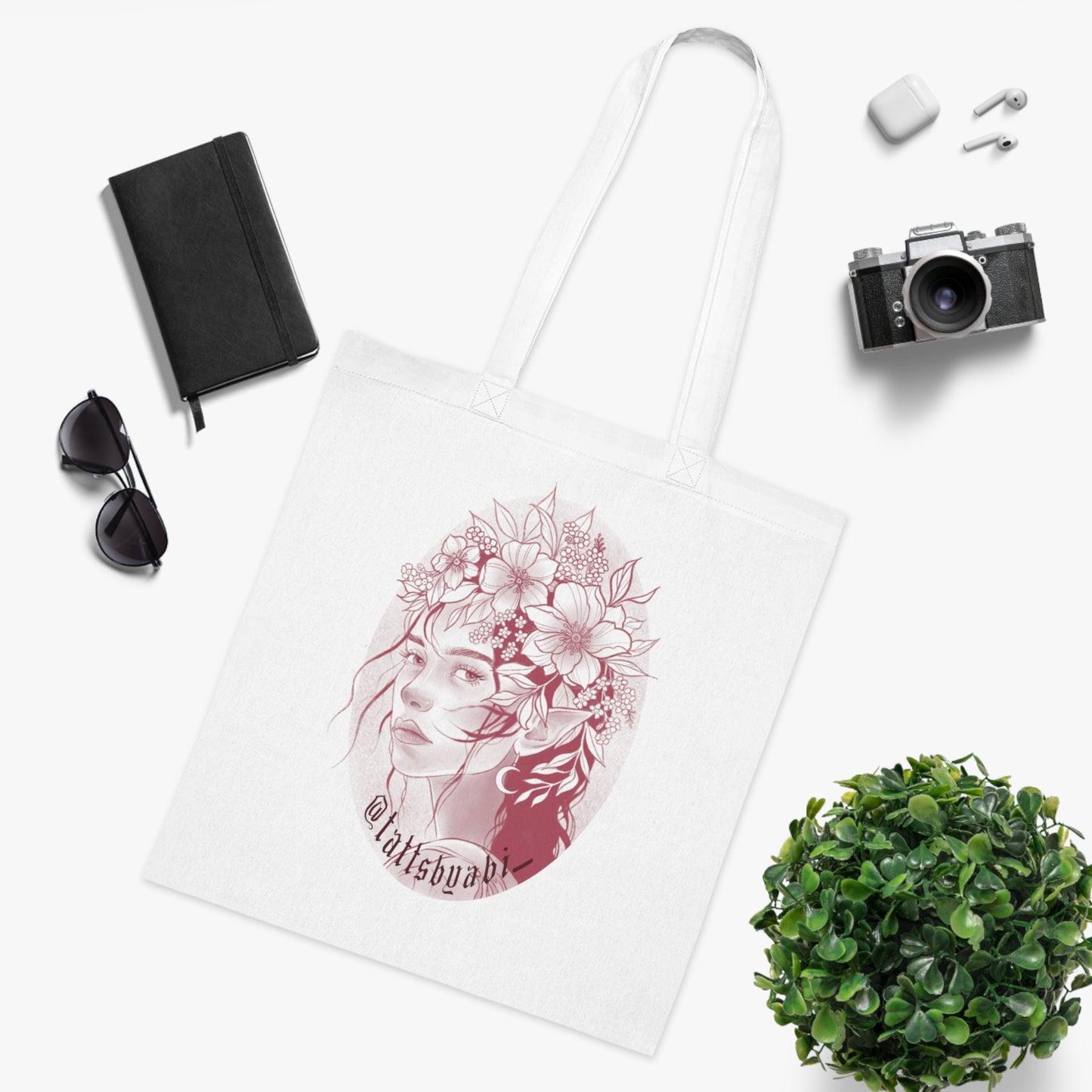 Elf Girl Tote Bag | Eco-Friendly Shopping Bag, Art Tote, Gift for Her, Book Bag, Holy Heart Design