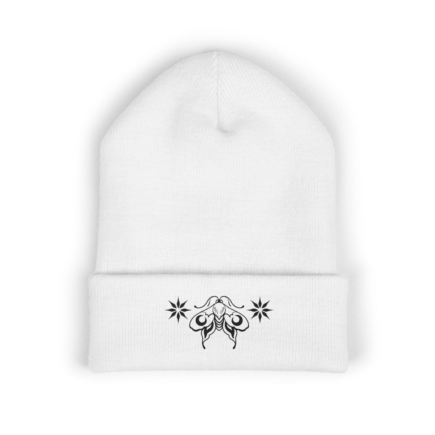 Ornamental moon moth - Embroidered Cuffed Beanie