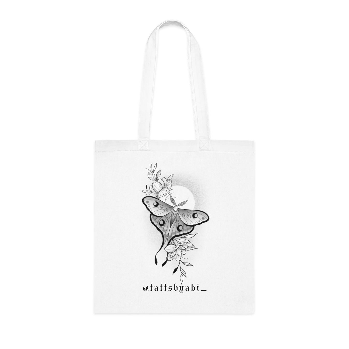 Moth and flowers Tote Bag | Eco-Friendly Shopping Bag, Art Tote, Gift for Her, Book Bag, Holy Heart Design