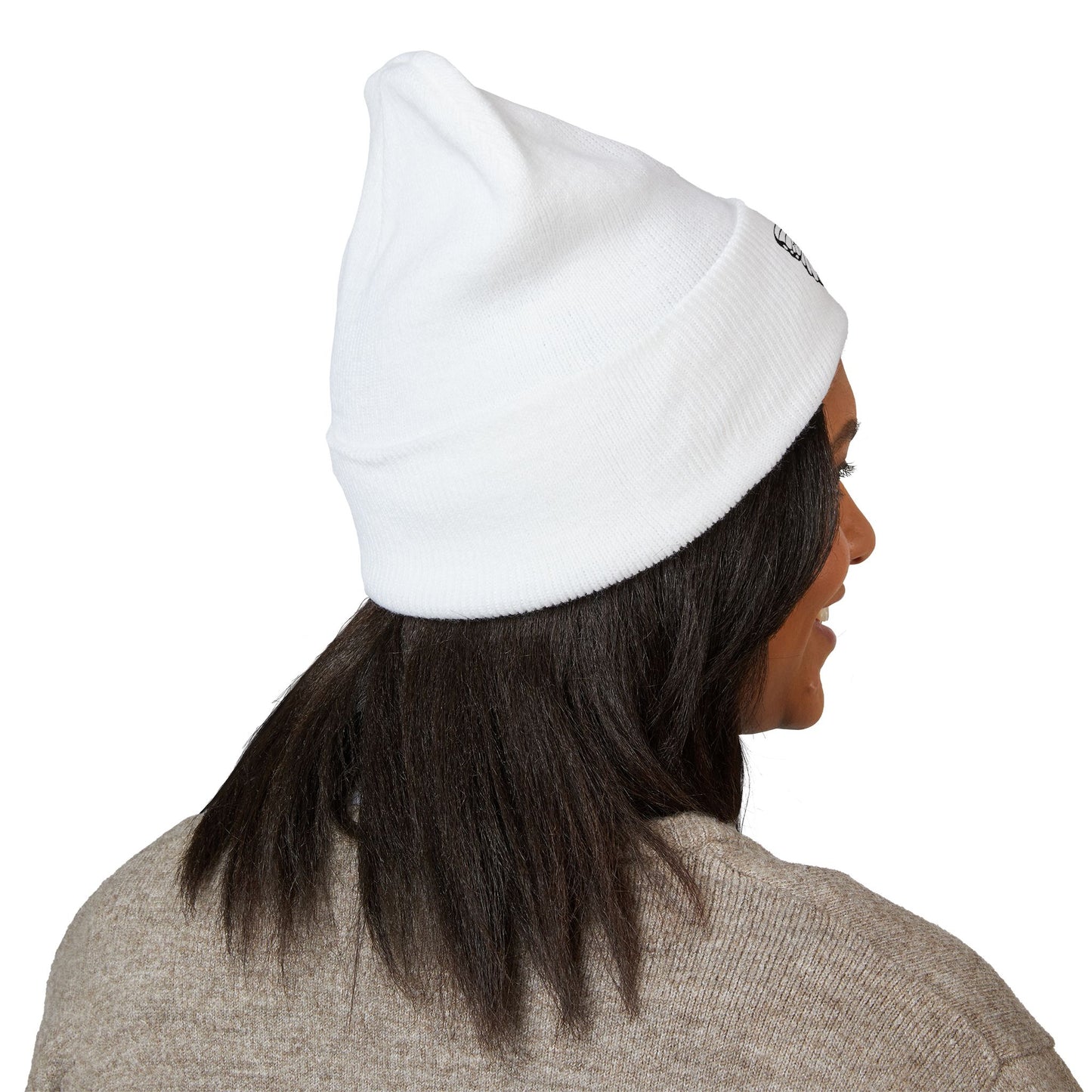 Embroidered Cuffed Beanie — Butterfly (black)