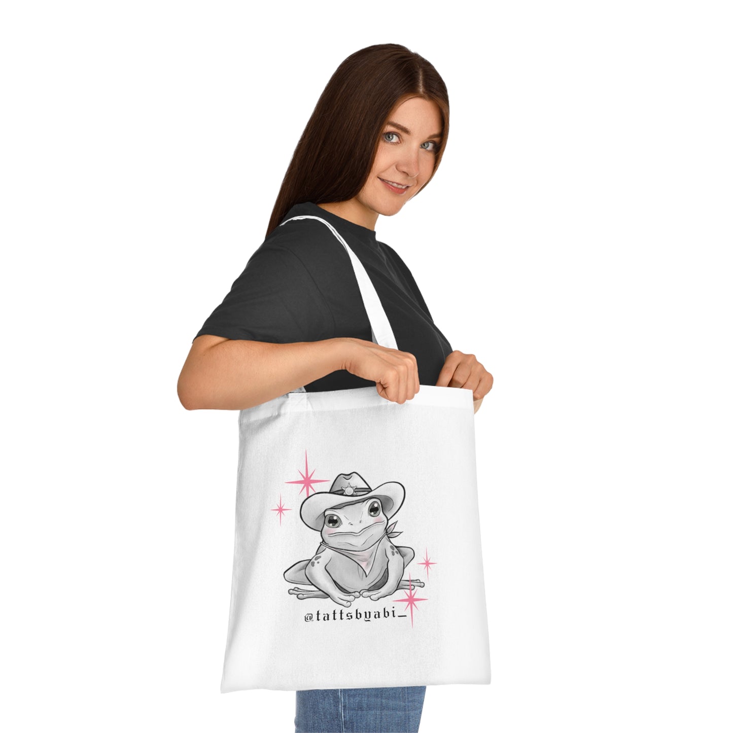 Cowboy Frog Tote Bag | Eco-Friendly Shopping Bag, Art Tote, Gift for Her, Book Bag, Holy Heart Design
